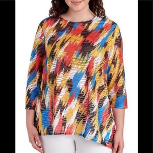 Women's Plus Size Abstract Print Burnout Tunic
